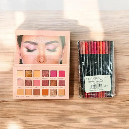 13-in-1 Huda Beauty Makeup Deal – Eyeshadow & Lip Pencil Set