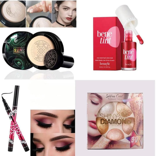 4-in-1 Makeup Deal – Foundation, Highlighter, Eyeliner & Tint